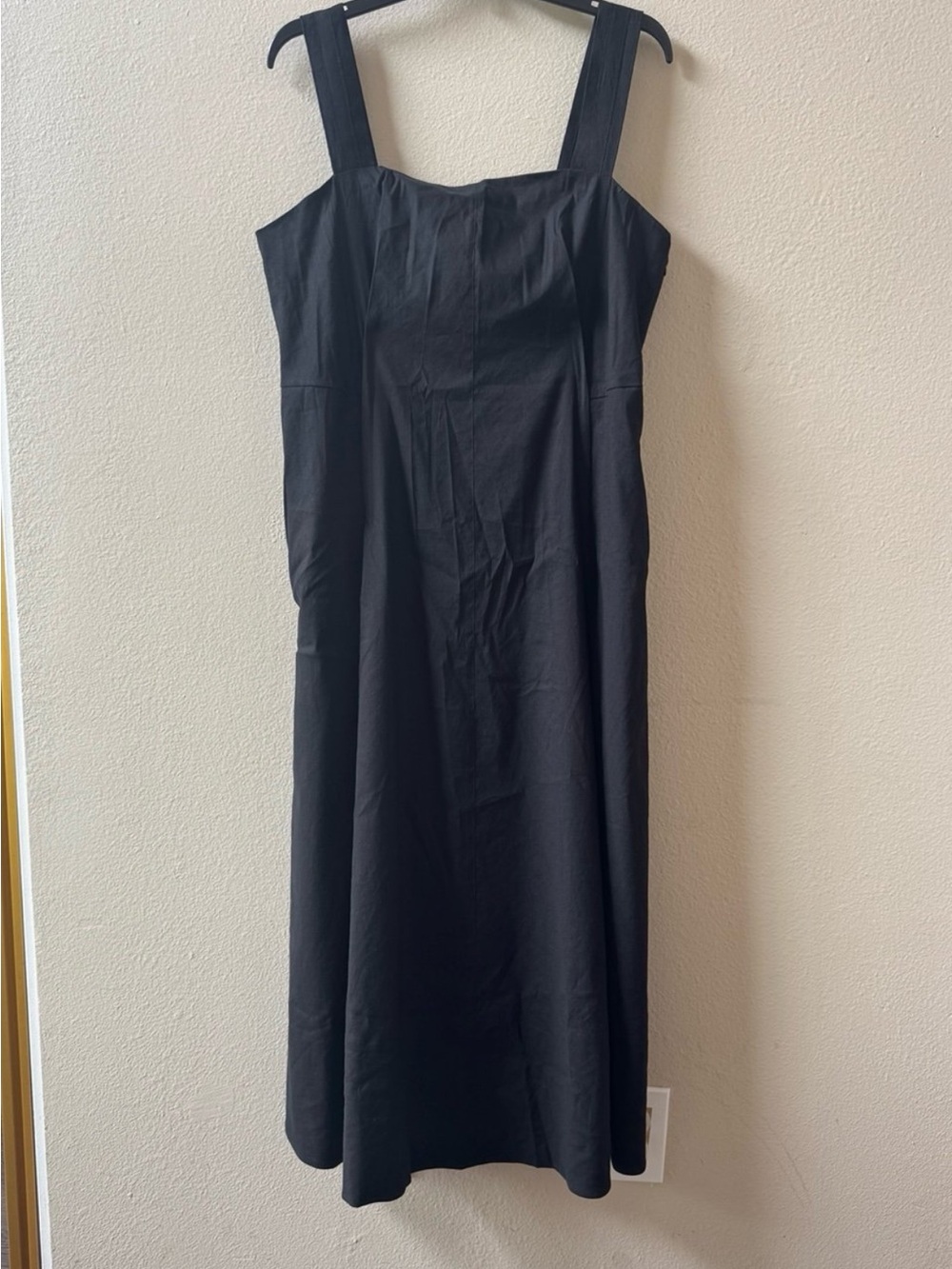 Vince black Cami Linen-Blend A-Line Midi-Dress